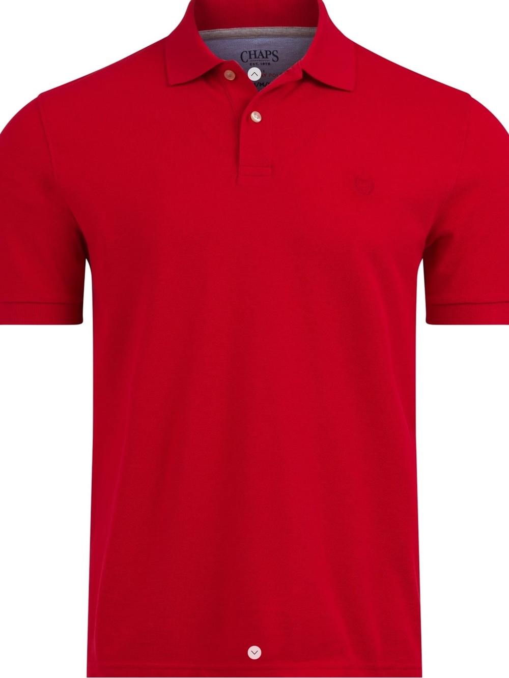 Chaps Men's Bright Red Polo Shirt with Two-Button Placket